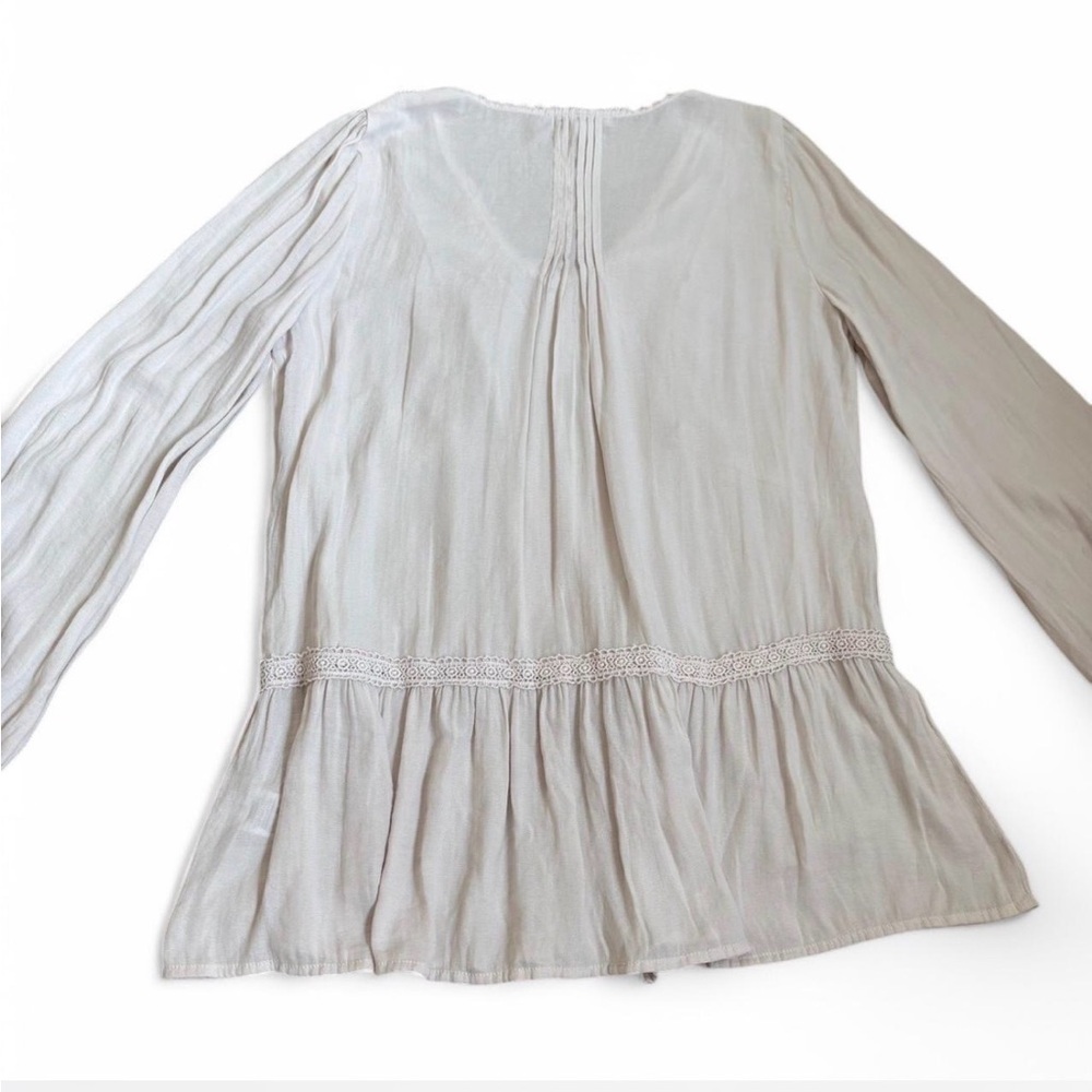 Vintage cream prairie cottage boho blouse Small